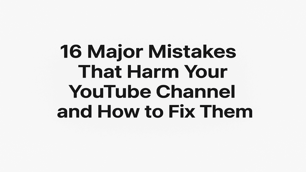 16 Major Mistakes That Harm Your YouTube Channel and How to Fix Them